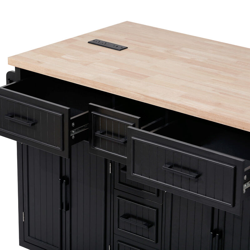 Merax Vertical Stripe Rolling Kitchen Cart on Wheels