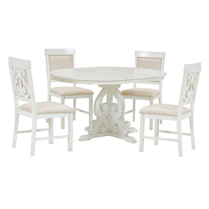 Retro 5-Piece Dining Set with Extendable Table