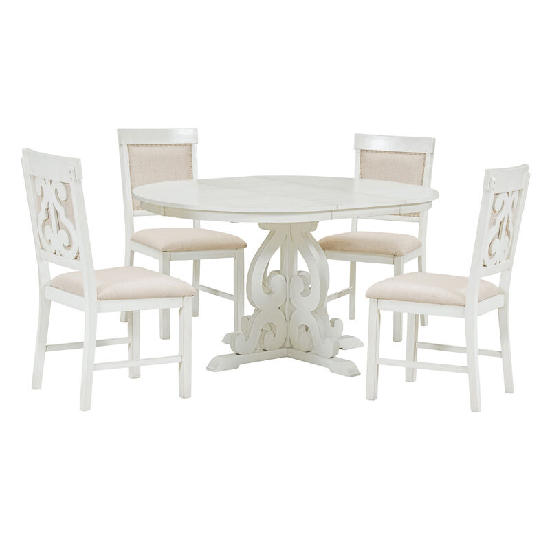 Retro 5-Piece Dining Set with Extendable Table
