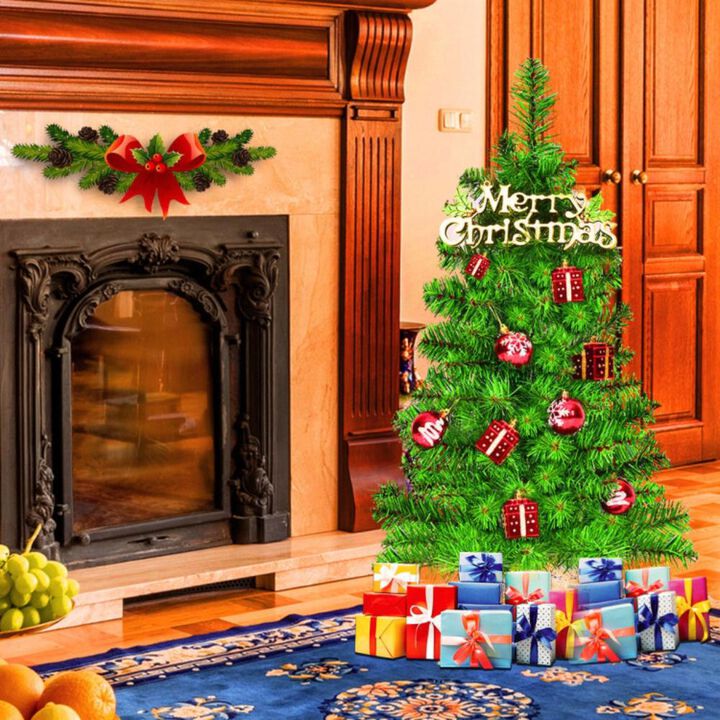 Hivvago 2/3 Feet  Tabletop Unlit Christmas Tree in Burlap Base