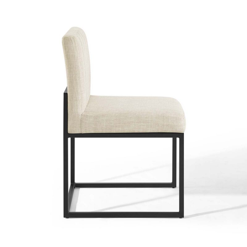 Carriage Channel Tufted Sled Base Upholstered Fabric Dining Chair-Benzara
