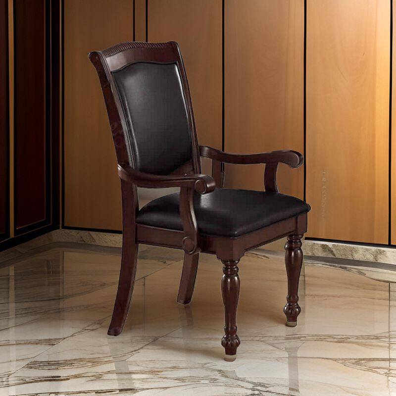 Old Style Rubber Wood Arm Chair Set Of 2 Brown-Benzara