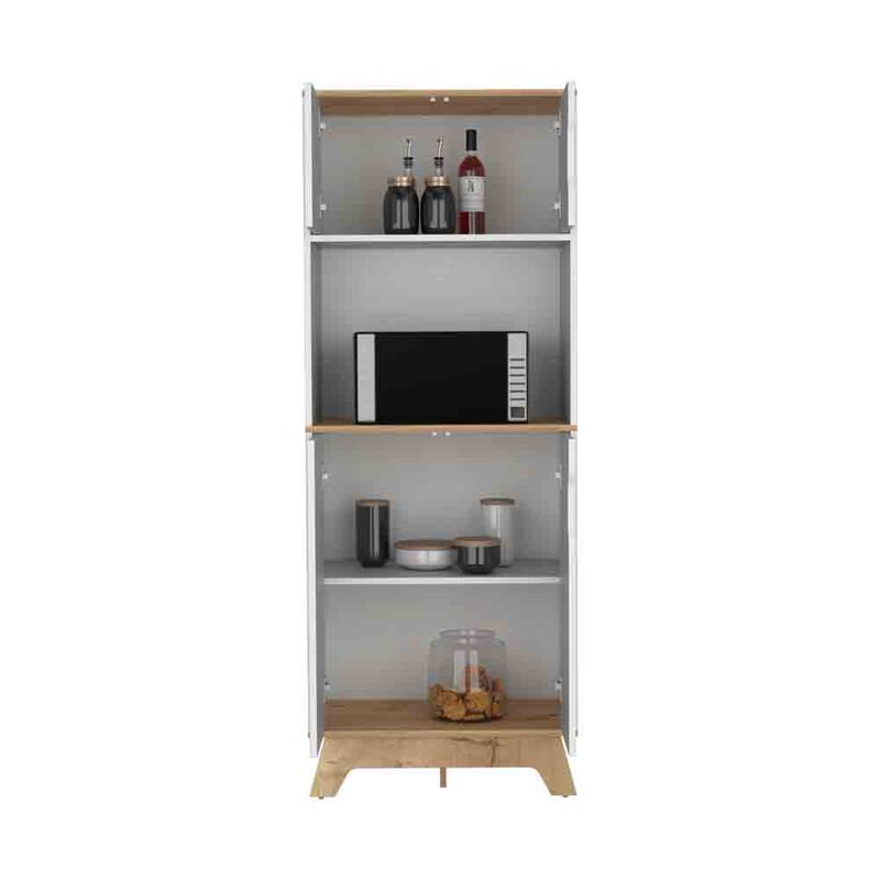 Microwave Tall Cabinet Wallas, Kitchen, Light Oak / White