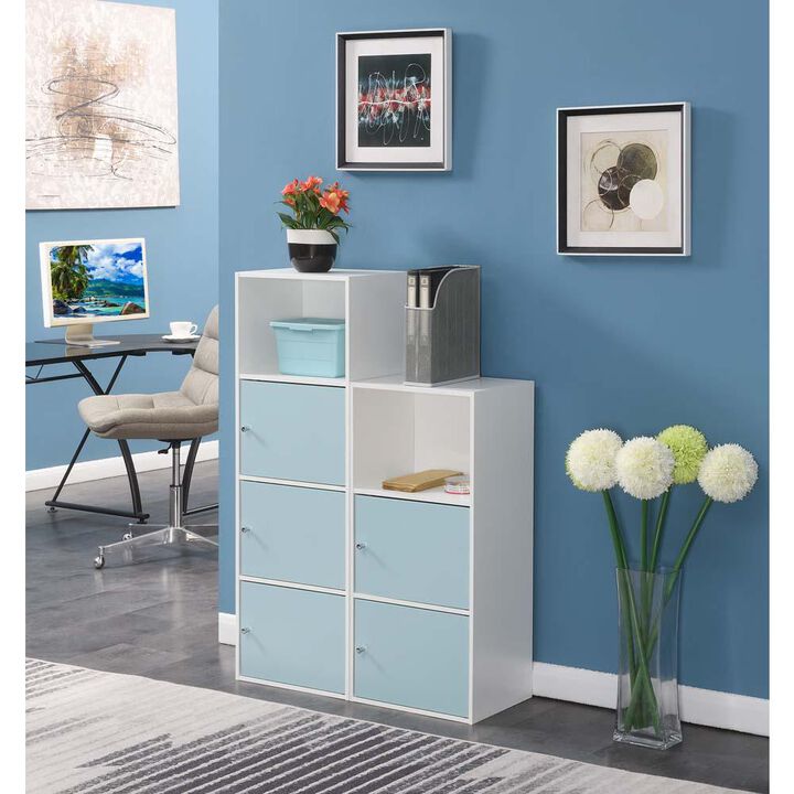 Convenience Concepts Xtra Storage 3 Door Cabinet with Shelf, White/Seafoam