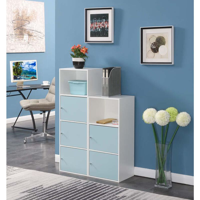 Convenience Concepts Xtra Storage 3 Door Cabinet with Shelf, White/Seafoam