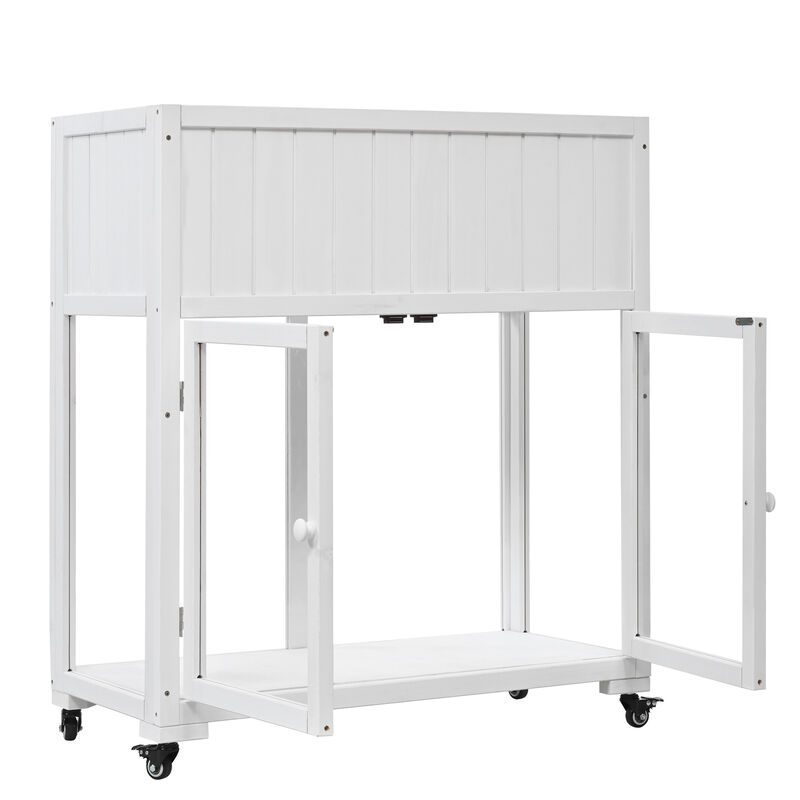 Merax Mini Wood Cold Frame Garden Greenhouse with Wheels