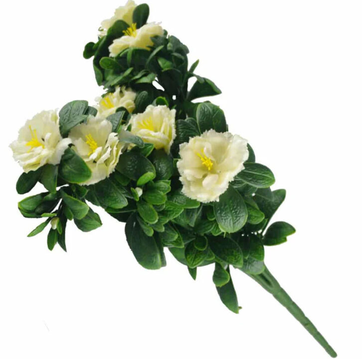 Faux White Rose Bunch UV Resistant 18