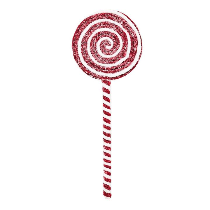 Candy-Themed Christmas Party Ornaments, Set of 6 Double-Sided Lollipop Decorations, Red
