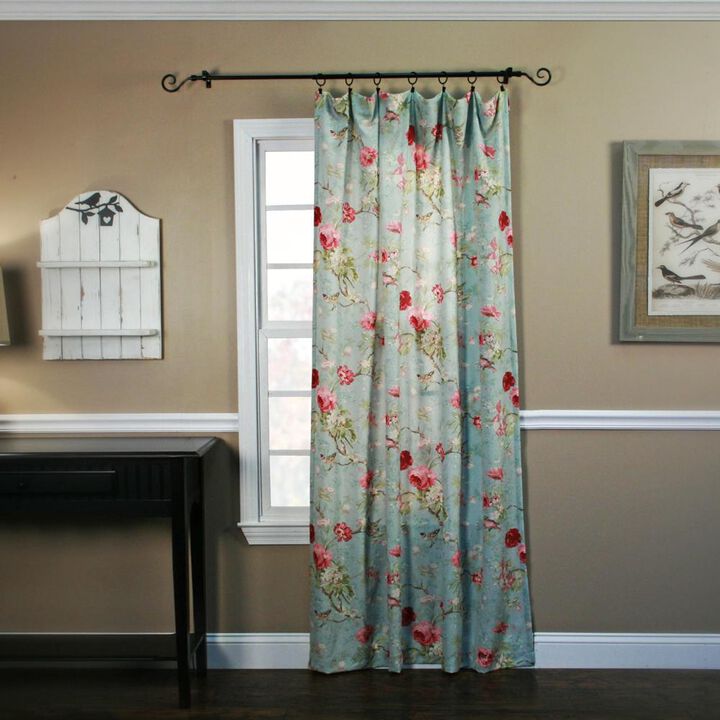 Balmoral Floral Print Tailored Panel Curtain 48-Inch-by-63-Inch - Sage/Wine