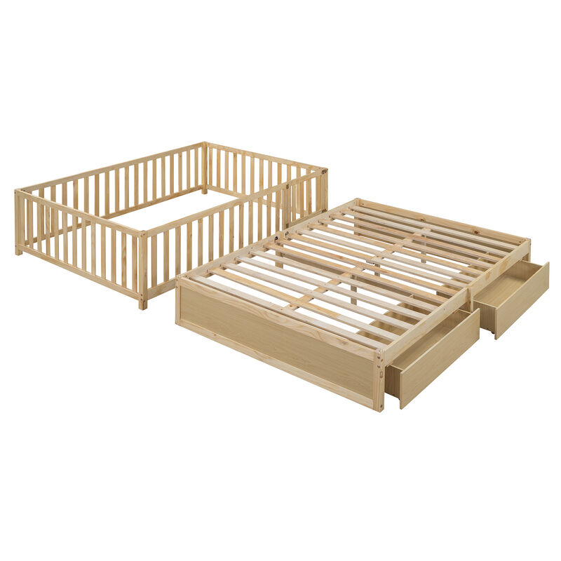 Merax Wood Daybed with Fence Guardrails
