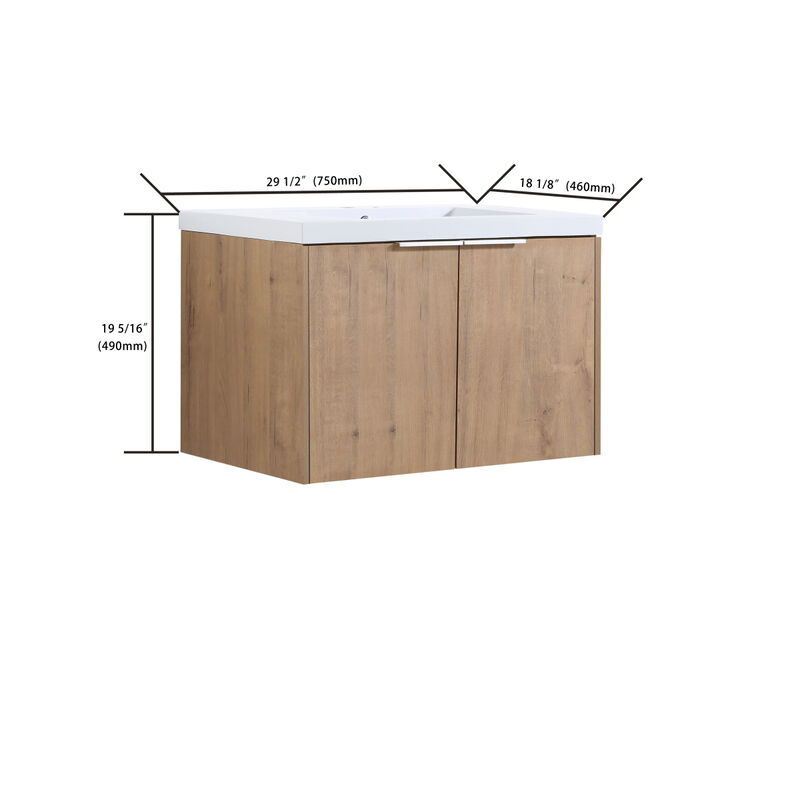 Soft Close Doors Bathroom Vanity With Sink, 30 Inch For Small Bathroom, 30x18