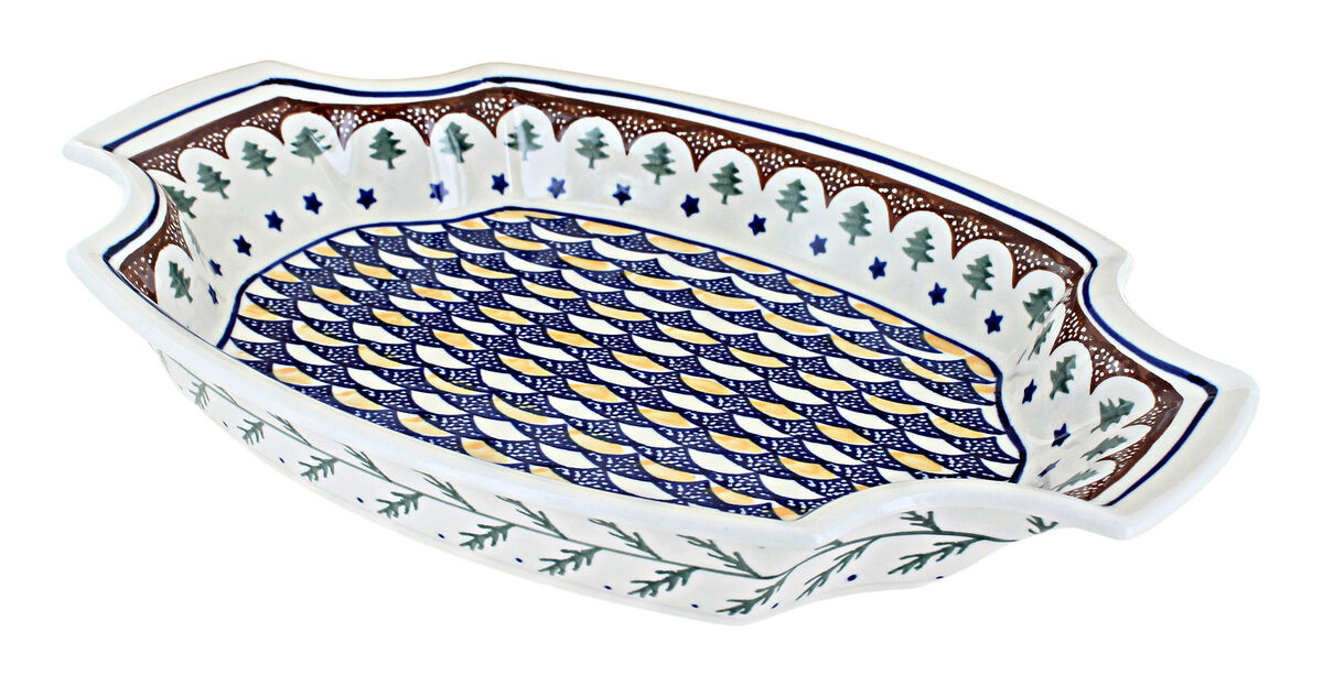 Blue Rose Polish Pottery Nature Large Serving Tray