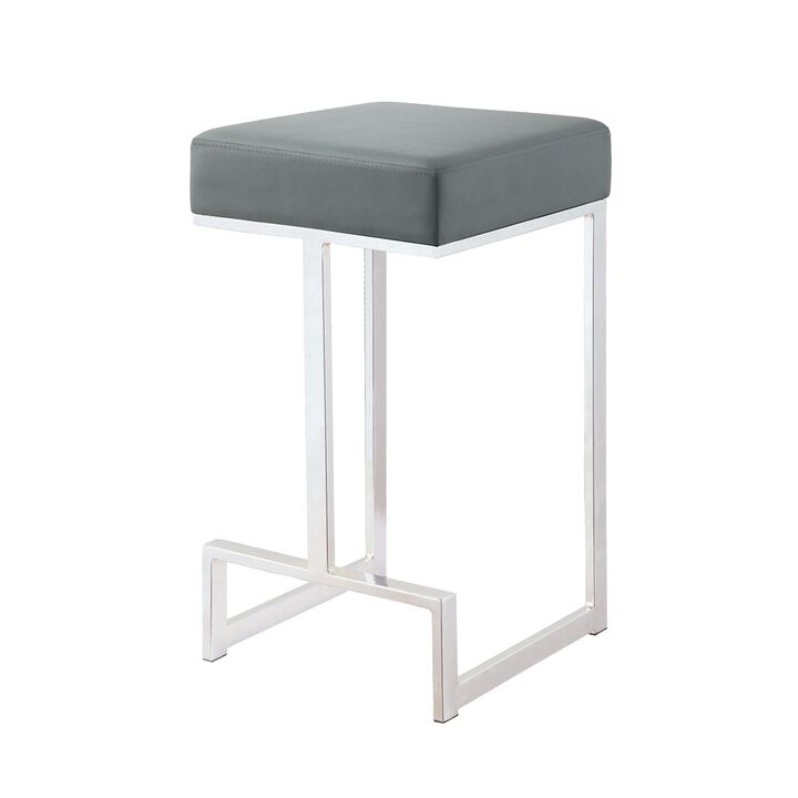 Metal Counter Height Stool, Grey-Benzara
