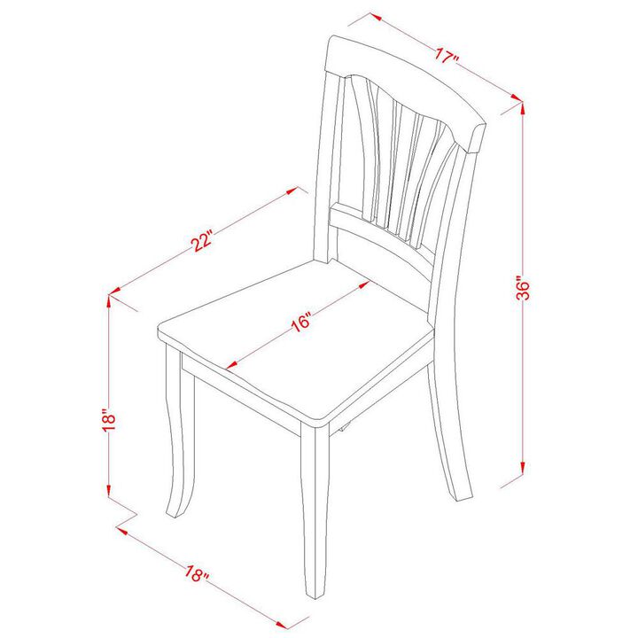 East West Furniture Avon  Dining  Room  Chair  Wood  Seat  -  Oak  Finish,  Set  of  2