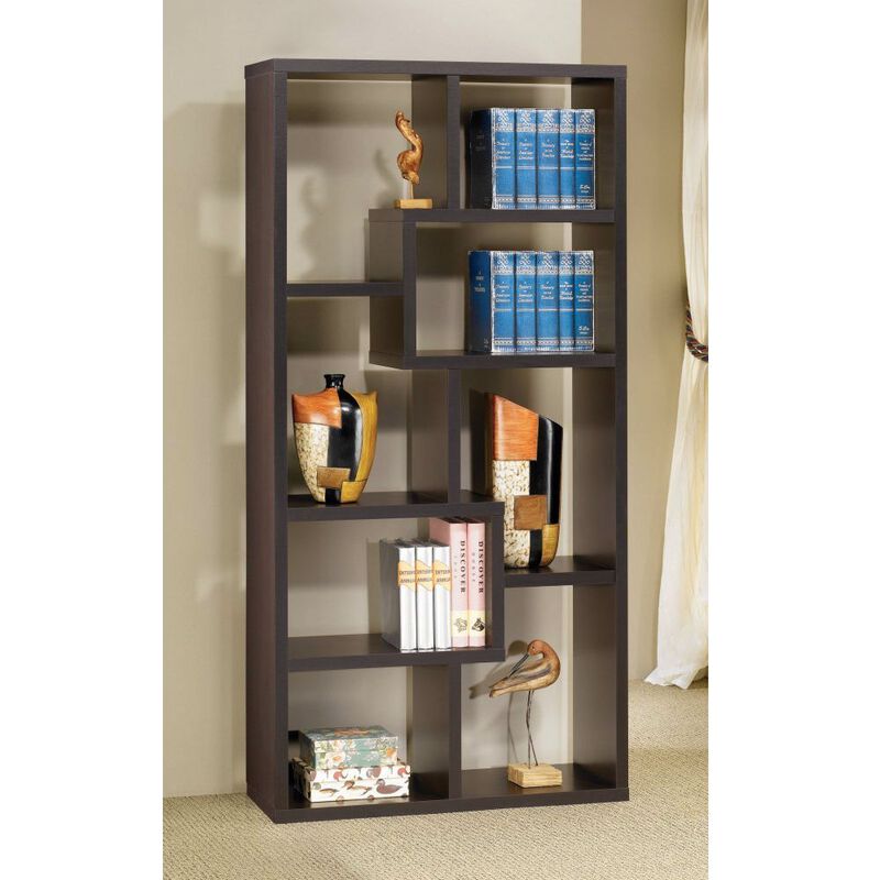 Hivvago Modern Cube Contemporary Style Bookcase in Cappuccino Finish