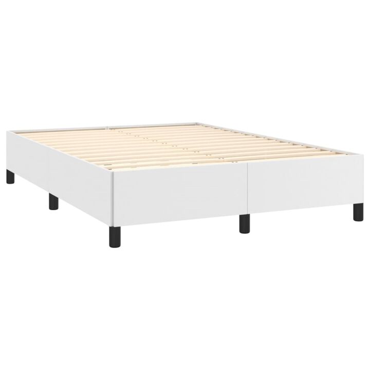 vidaXL Faux Leather Bed Frame, Queen Sized, Modern Style, White Finish, Suitable for 59.8"x79.9" Mattress, Resistant Engineered Wood Construction