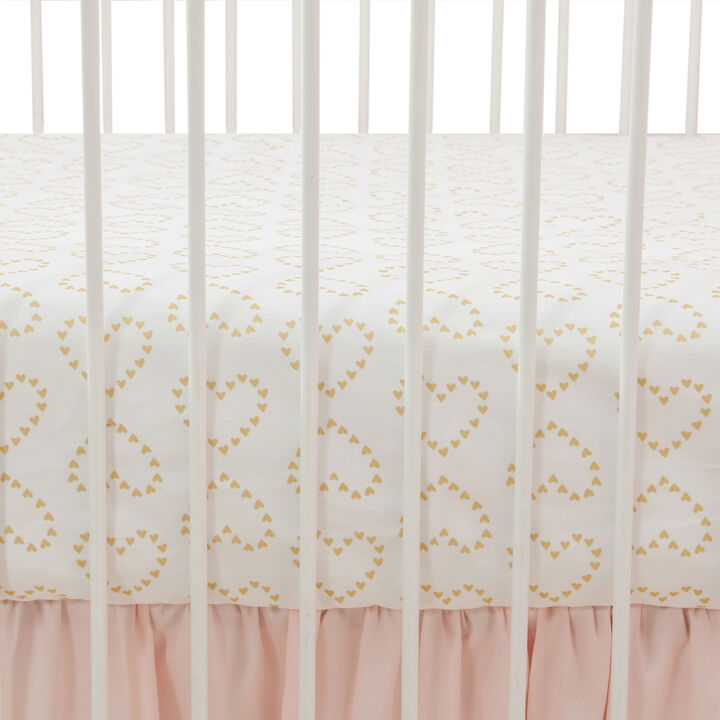 Lambs & Ivy Confetti White with Gold Hearts 100% Cotton Baby Fitted Crib Sheet