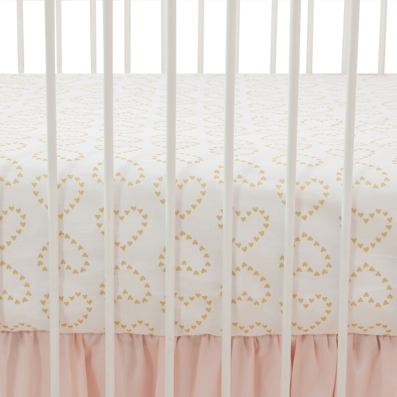 Lambs & Ivy Confetti White with Gold Hearts 100% Cotton Baby Fitted Crib Sheet