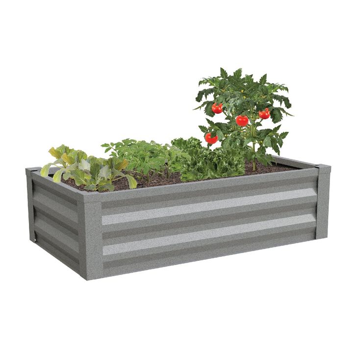 QuikFurn Gray Powder Coated Metal Raised Garden Bed Planter Made In USA