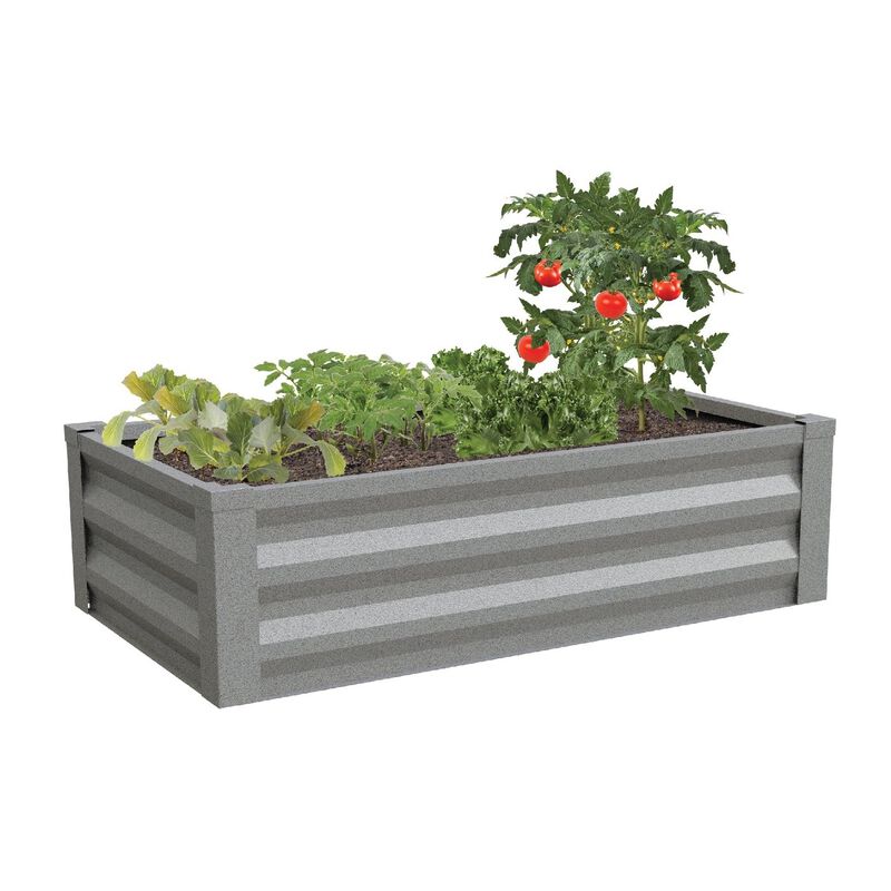 QuikFurn Gray Powder Coated Metal Raised Garden Bed Planter Made In USA