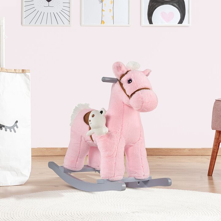 Pink Girls' Rocker: Plush Horse with Bear Toy for 18-36 Months