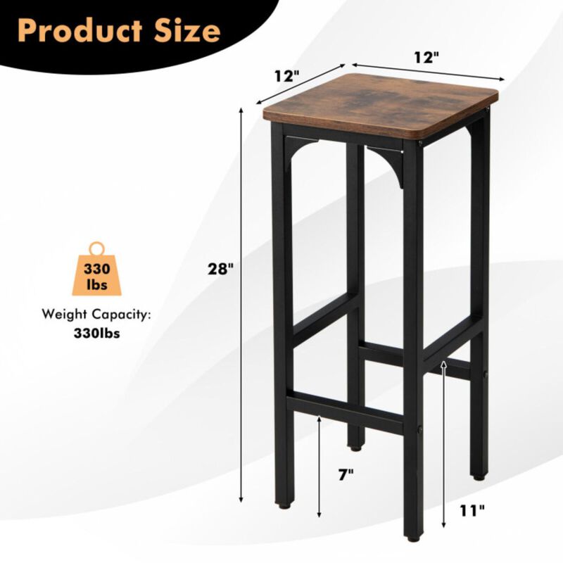 Hivvago 2 Pieces 28 Inch Dining Bar Chair Set with Footrest and Adjustable Pads