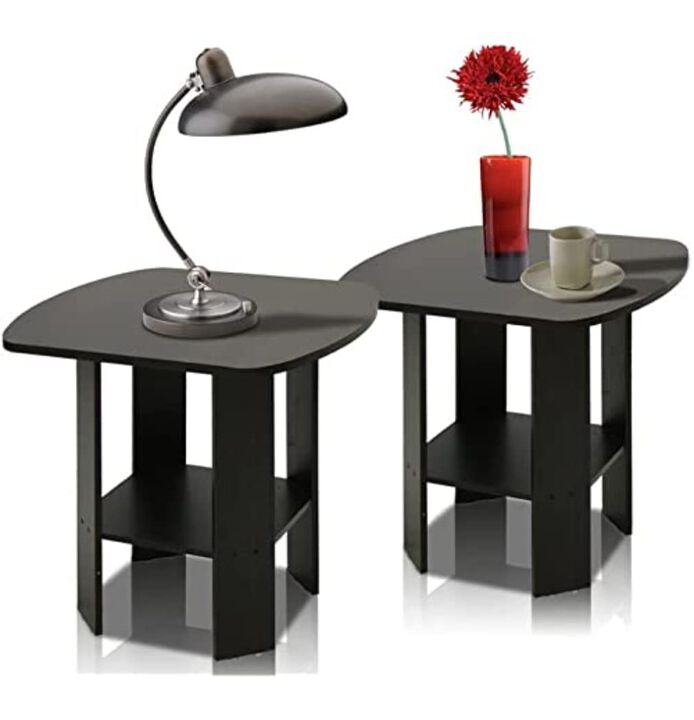 FurinnoFURINNO Simple Design End Table, 2-Pack, Espresso