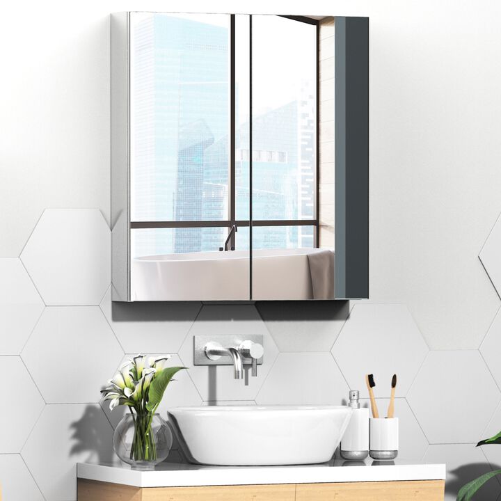 Silver Bathroom Storage: 3-Tier Stainless Steel Medicine Cabinet