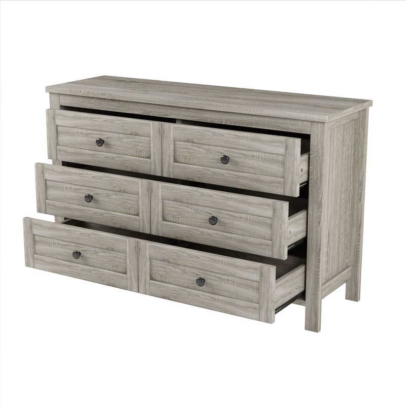 Merax Farmhouse Style Wooden Dresser with 6 Drawer