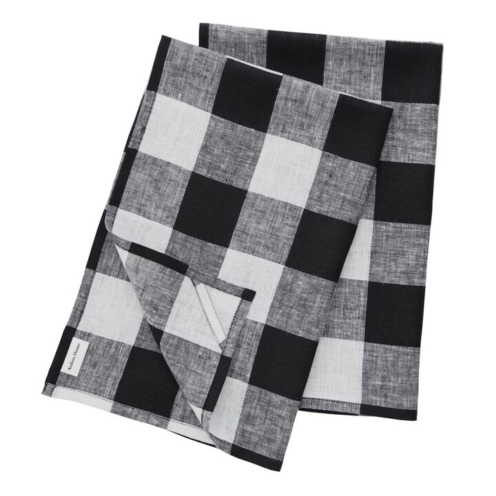 Solino Home 100% Pure Linen Kitchen Towels Set of 2 - 16.5 x 26.5 Inch | Buffalo Check