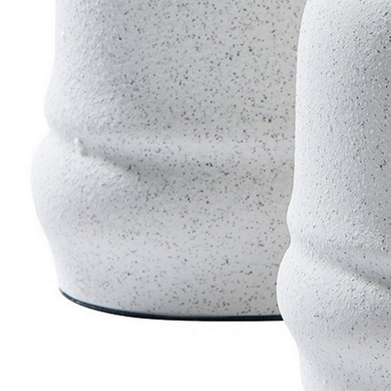 Vase with Elongated Textured Ceramic, Set of 3, White-Benzara