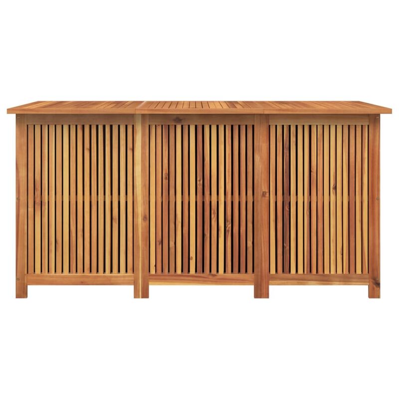 Outdoor Storage Box, Waterproof PE Bag, 59 Inch Brown Acacia Wood - Benzara