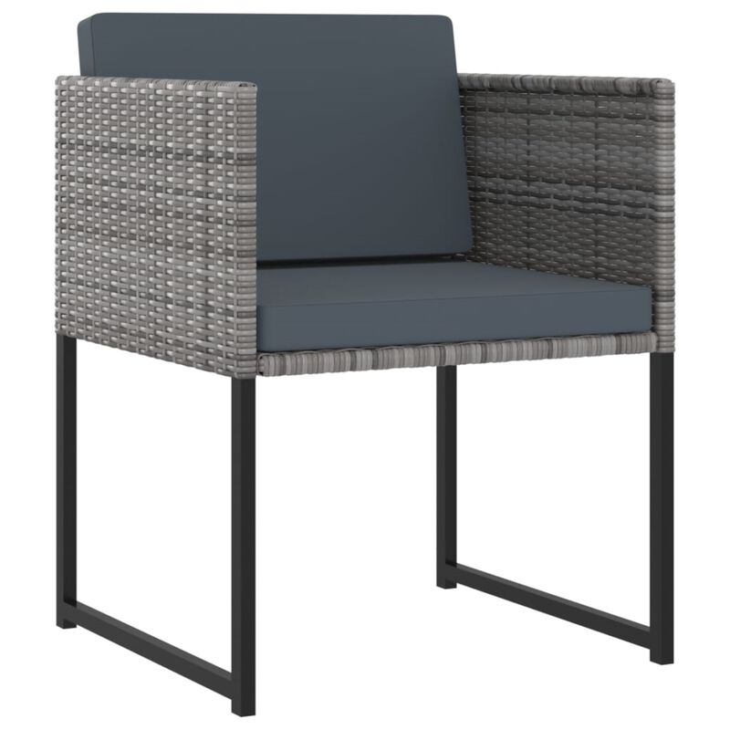 vidaXL 11 Piece Garden Dining Set with Cushions Poly Rattan Gray