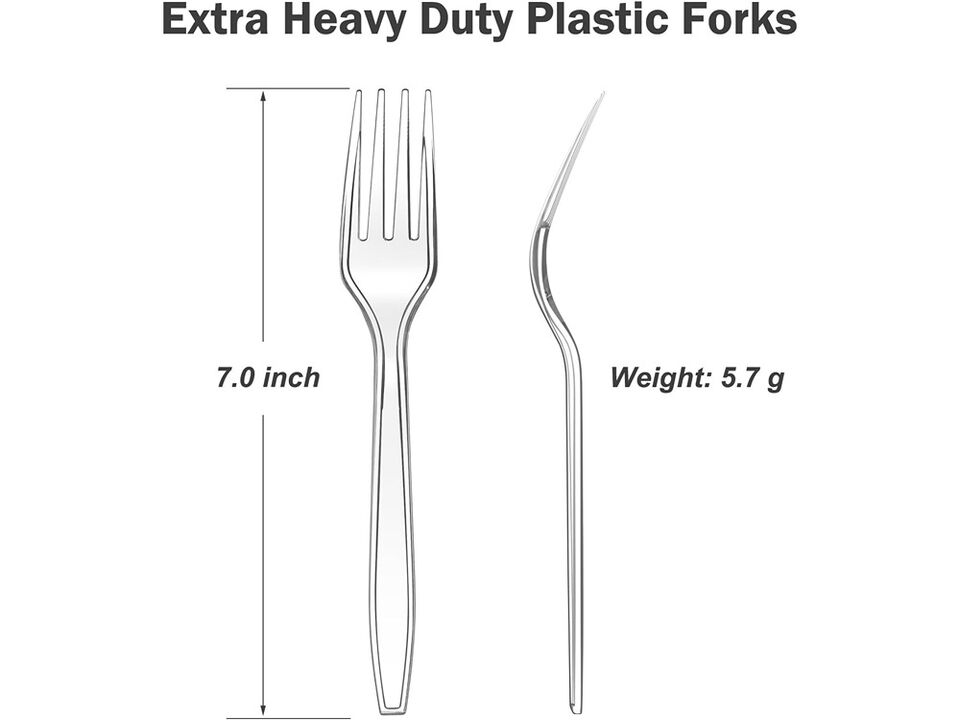 Dealusy 360 Count Extra Heavy Duty Clear Plastic Forks Disposable