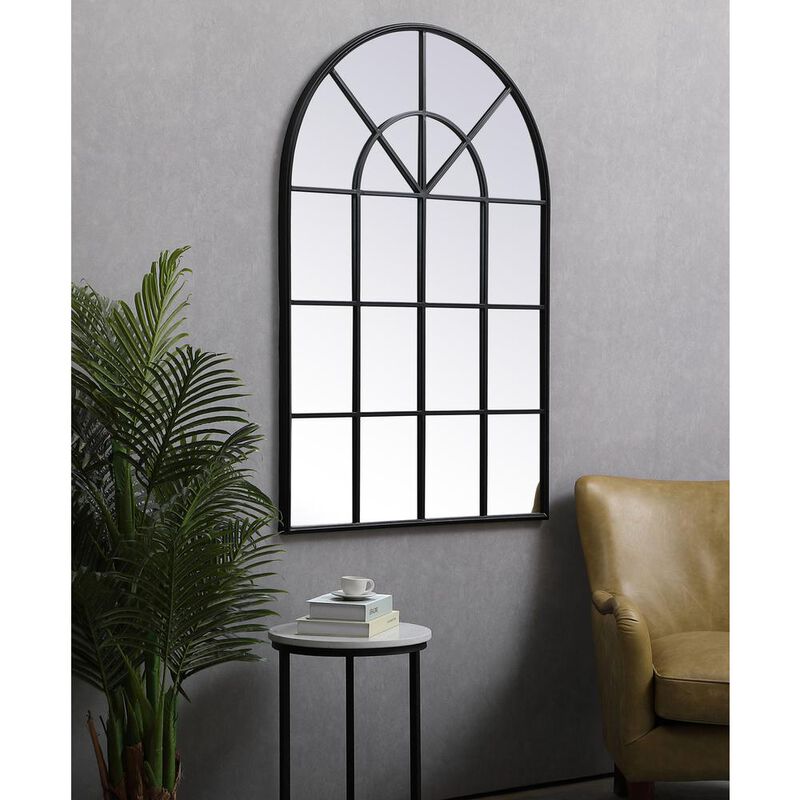 Elegant Decor Metal windowpane mirror 36 inch x 53 inch in Black