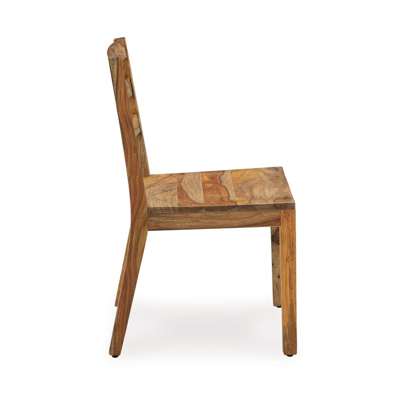 Donni Dining Side Chair Set of 2, Ladder Back, Natural Sheesham Wood - Benzara