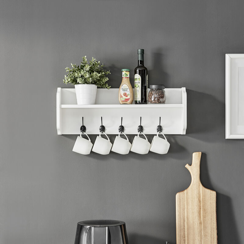 Utility Coat Rack Wall Shelf Organizer with Hooks