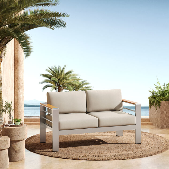 Merax Outdoor Aluminum Loveseat with Cushion
