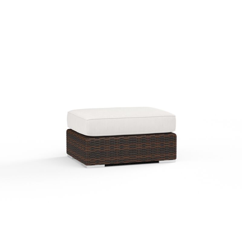 Montecito Ottoman in Canvas Flax w/ Self Welt