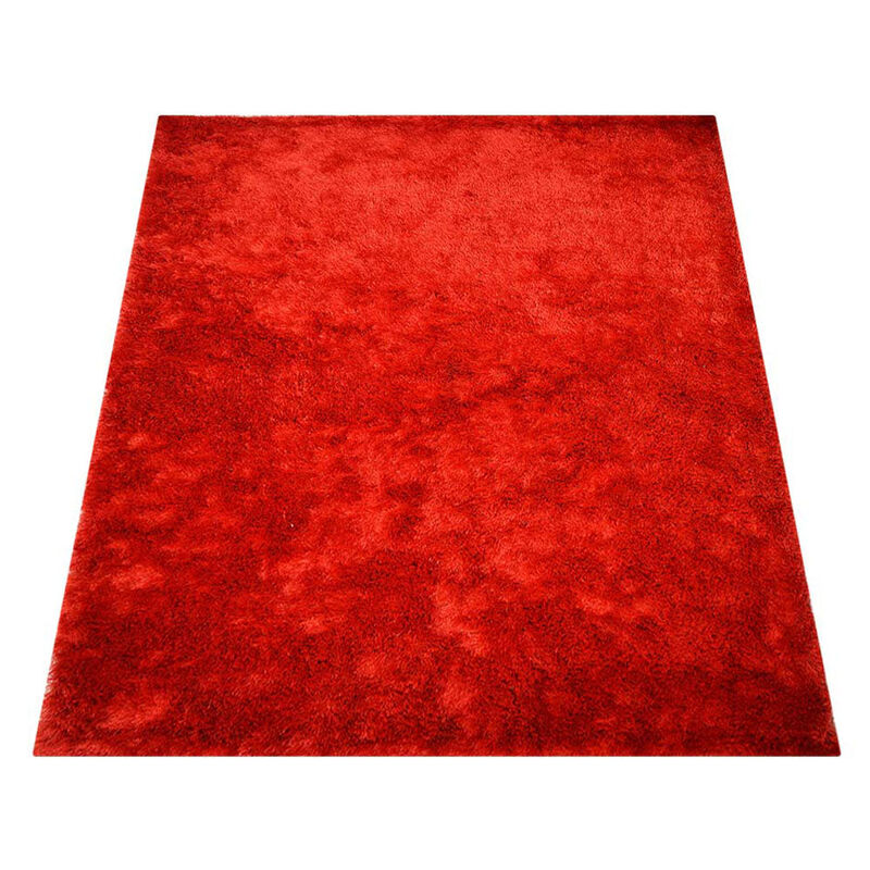 RUGSOTIC CARPETS HAND TUFTED SHAG POLYESTER ECO-FRIENDLY AREA RUGS - 4'x6', Rectangle, Light Red, Solid Plain Design, High Pile Thick Handmade Anti Skid Area Rugs for Living Room, Bed Room K00333