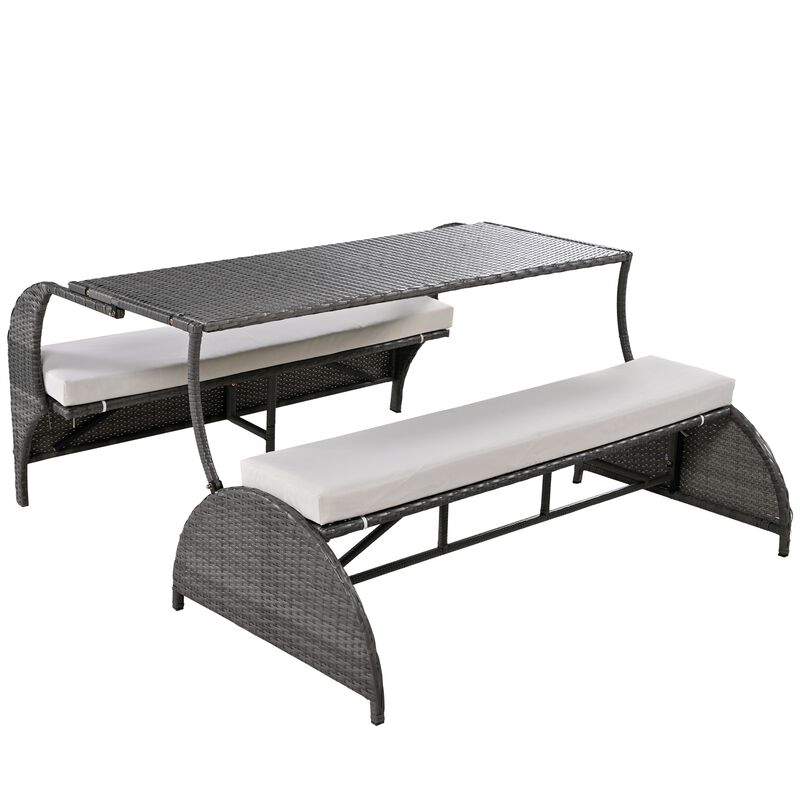 Merax Multi-functional  Outdoor Loveseat Rattan Set