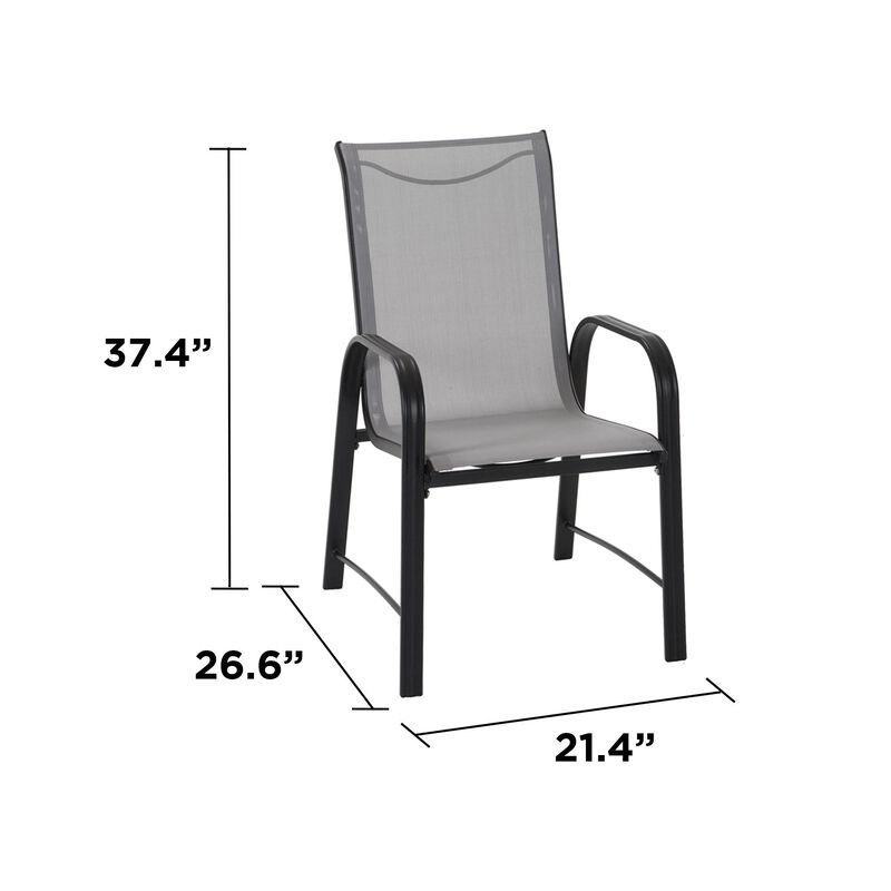 Paloma Patio Dining Chairs, Light Gray Sling, Steel Frame, 6-Pack