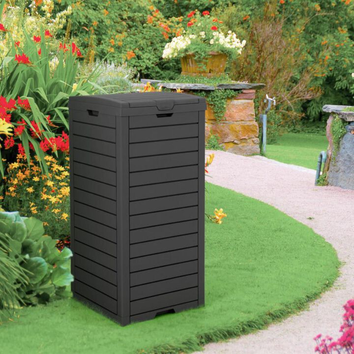 Hivvago 31 Gallon Large Outdoor Trash Can with Lid and Pull-out Liquid Drawer