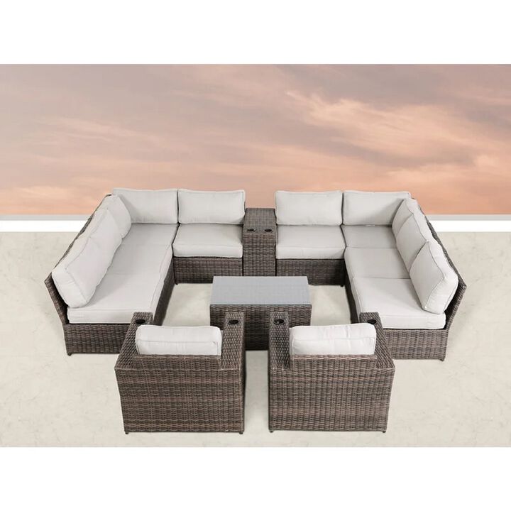 Living Source International Rattan Wicker Fully Assembled 8 - Person Seating Group with Cushions New