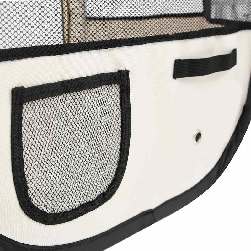 Foldable Dog Playpen with Carrying Bag Black 57.1"x57.1"x24"