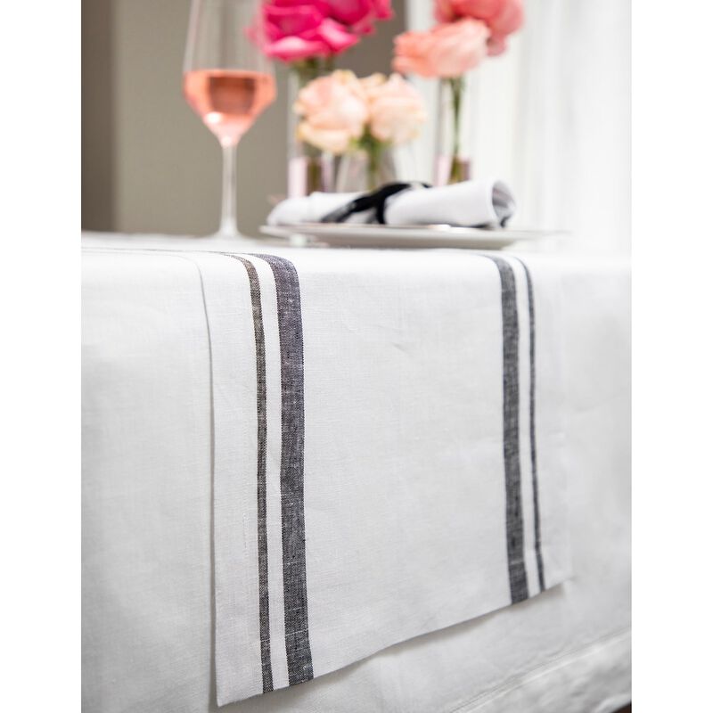 Solino Home 100% Pure Linen Table Runner | French Stripe for Spring & Easter