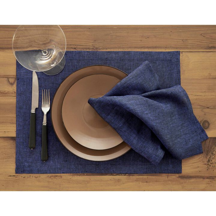 Solino Home 100% Pure Linen 14 x 19 Inch Placemats Set of 4 | Athena