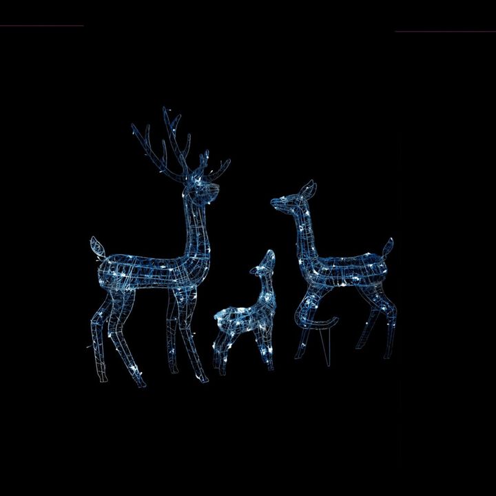 Meyi 3pc Outdoor Reindeer Family Christmas Decor, 300 Cool White LEDs - Benzara