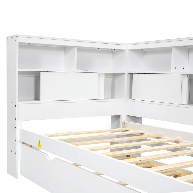Merax Daybed with Storage Shelves, USB and Trundle