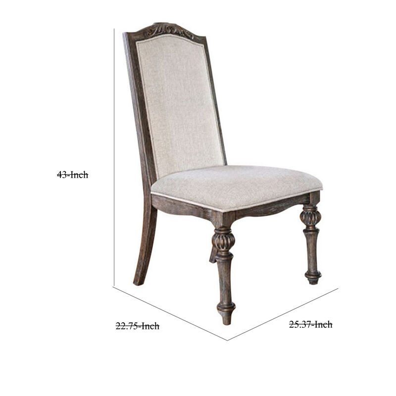 Fabric seat and Back upholstered Side chair, Rustic Brown, Pack of 2-Benzara